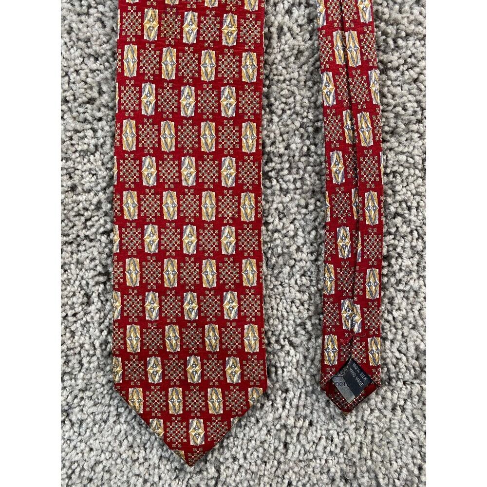Tesoro Rosso Neck Tie Red Brown Silk Business Casual Hand Made Abstract Mens
